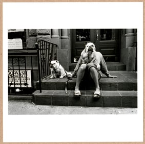 SIGNED - ELLIOTT ERWITT DOGS STOOP NEW YORK 2000 LTD 6" x 6" PHOTOGRAPH