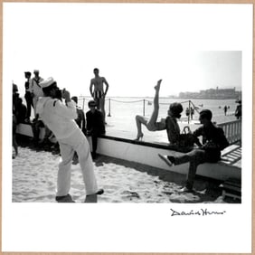 SIGNED - DAVID HURN - SAILOR PHOTOGRAPHING A BEACH DANCER 6" x 6" MAGNUM PRINT