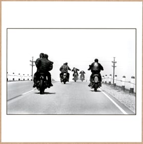 SIGNED - DANNY LYON - COVER IMAGE FOR BIKERIDERS ROUTE 12, WISCONSIN, 1963 6"x6" MAGNUM PRINT