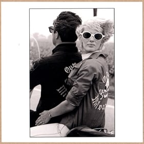 SIGNED - DANNY LYON - MEMORIAL DAY RUN, 1966 FRON THE SERIES BIKERIDERS - LTD 6" x 6" PHOTOGRAPH