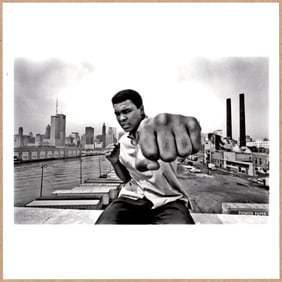SIGNED - THOMAS HOEPKER MUHAMMAD ALI, STING LIKE A BEE. CHICAGO SKYLINE, 1966 - LTD 6"x6" PHOTO