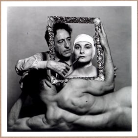 ESTATE STAMPED PHILIPPE HALSMAN JEAN COCTEAU & LEO COLEMAN, NEW YORK 1949 6" x 6" PHOTOGRAPH