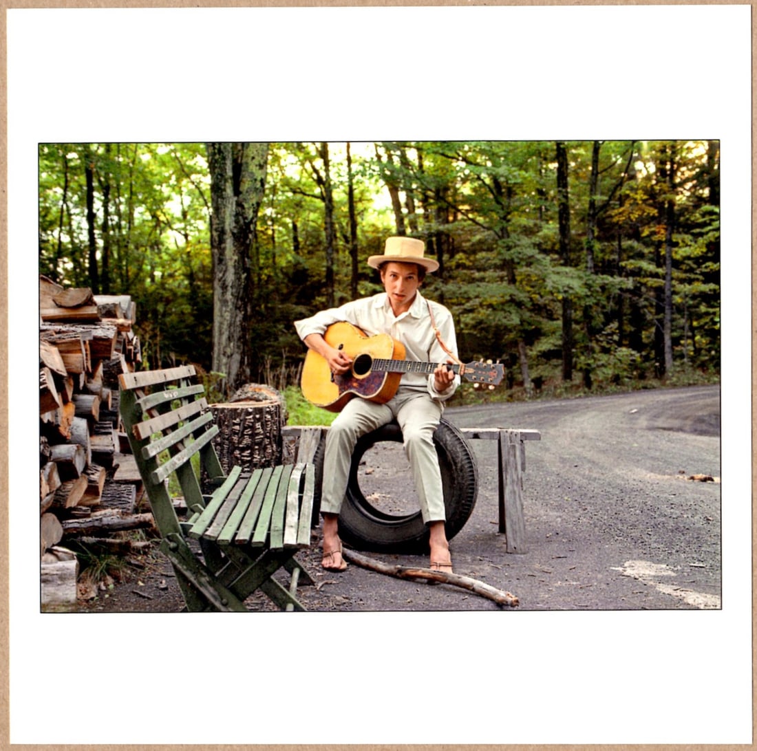 SIGNED - ELLIOTT LANDY - BOB DYLAN AT HIS HOME, BYRDCLIFFE, WOODSTOCK, NEW YORK 1968 6" x 6" PHOTO (1 of 2)