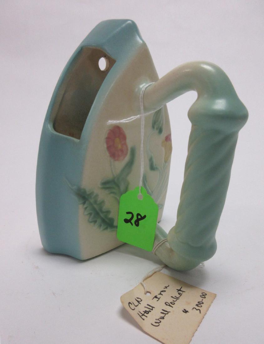 Hull Art Pottery Bowknot Iron Wall Pocket Vase: Bowknot Bow Knot sad iron shaped wall pocket vase, 6"h x 4 1/2"w, unmarked, no chips or cracks, some glaze crazing