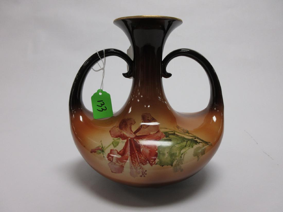 Antique Victorian Warwick China Ioga Vase Hibiscus: 9"h x 9"w 2 handled vase, hibiscus flower design, no chips or cracks, glaze crazing