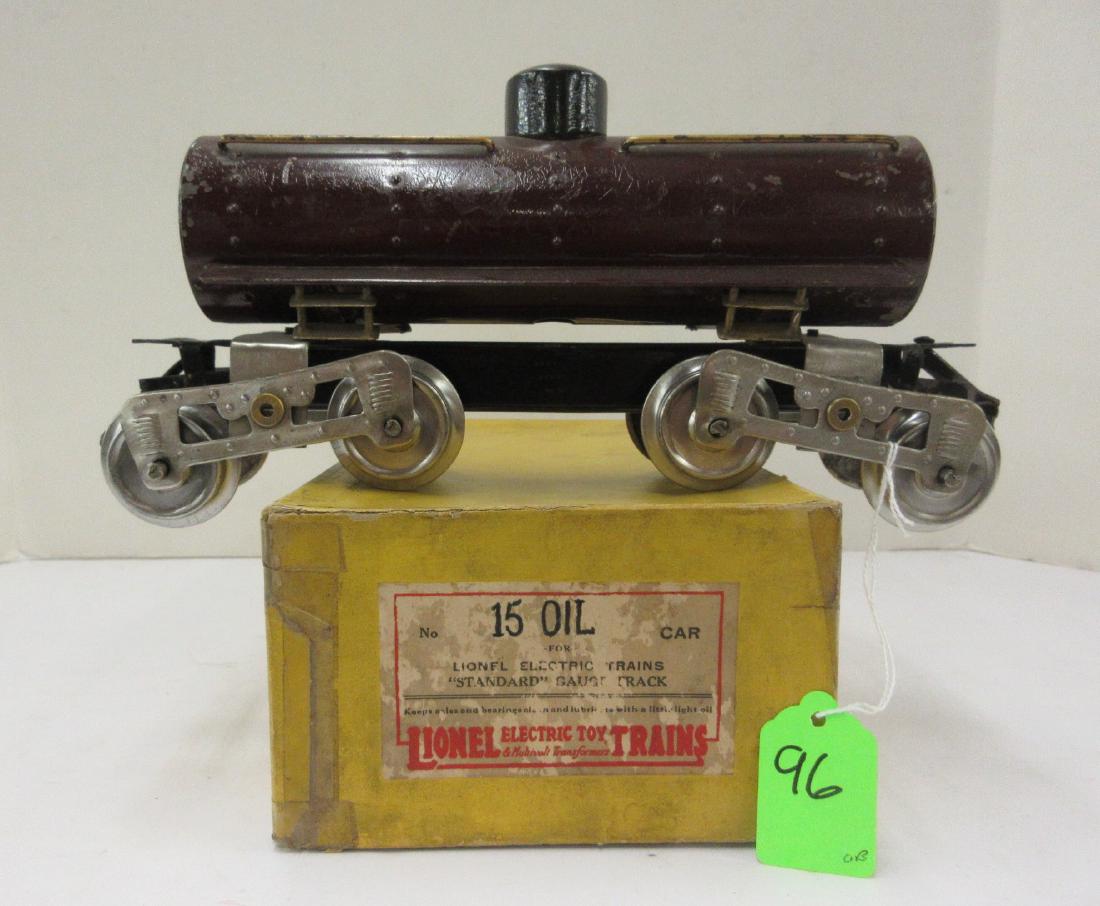 LIONEL #15 PRR OIL CAR MAROON W BLACK DOME OB: LIONEL #15 PRR OIL CAR MAROON W BLACK DOME OB