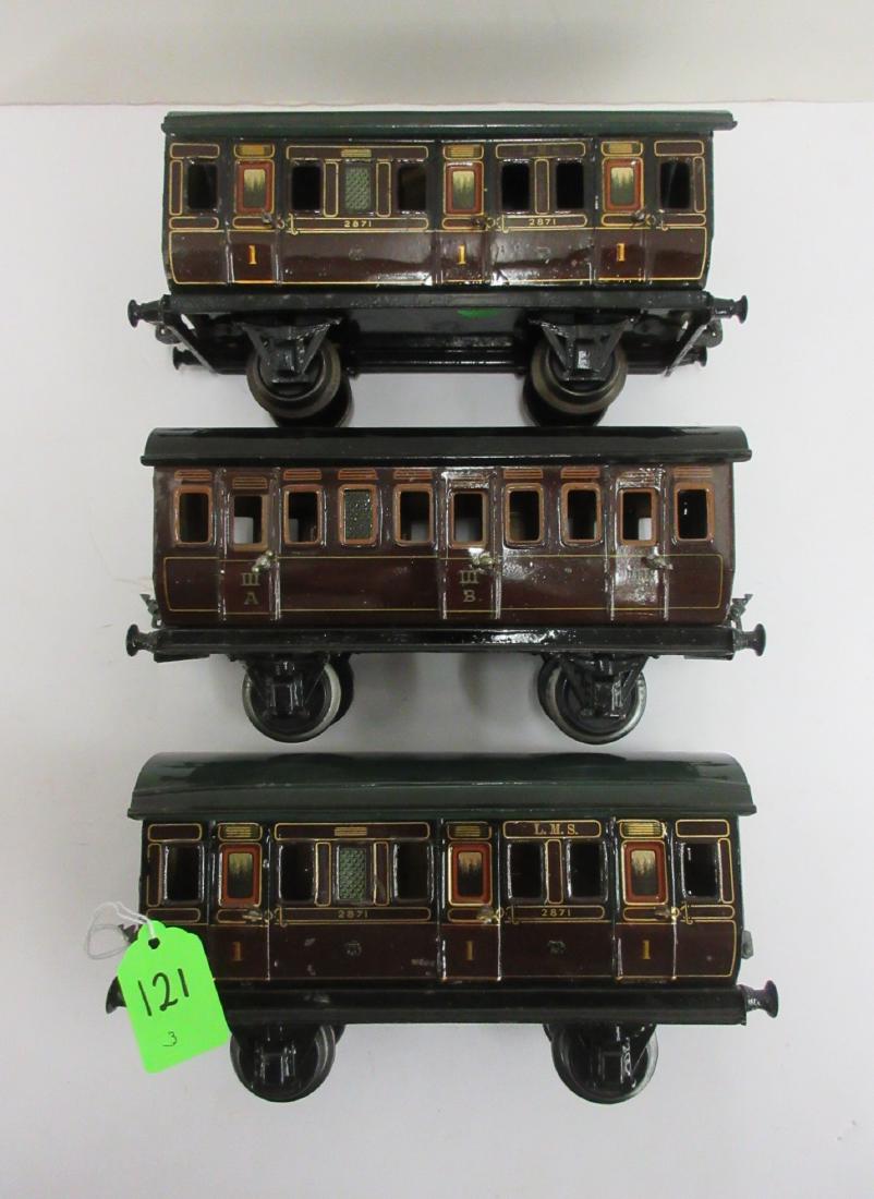 MARKLIN GA1 3 4 WHL L.M.S. COACHES - BROWN SIDES, BLK &: MARKLIN GA1 3 4 WHL L.M.S. COACHES - BROWN SIDES, BLK & GRN ROOFS