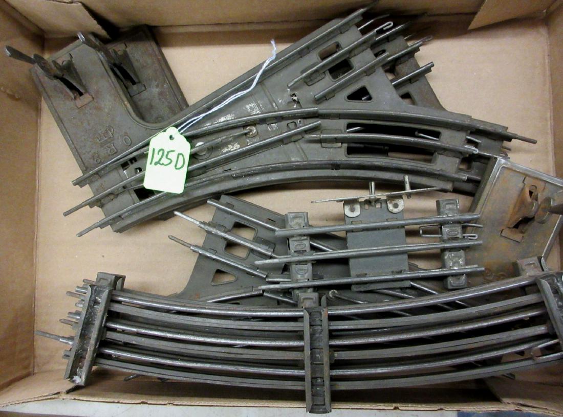 MARKLIN 3 O GA 3 RAIL SWITCHES, 3 CURVE & 1 LOCK ON: D LOT - MARKLIN 3 O GA 3 RAIL SWITCHES, 3 CURVE & 1 LOCK ON STRAIGHT