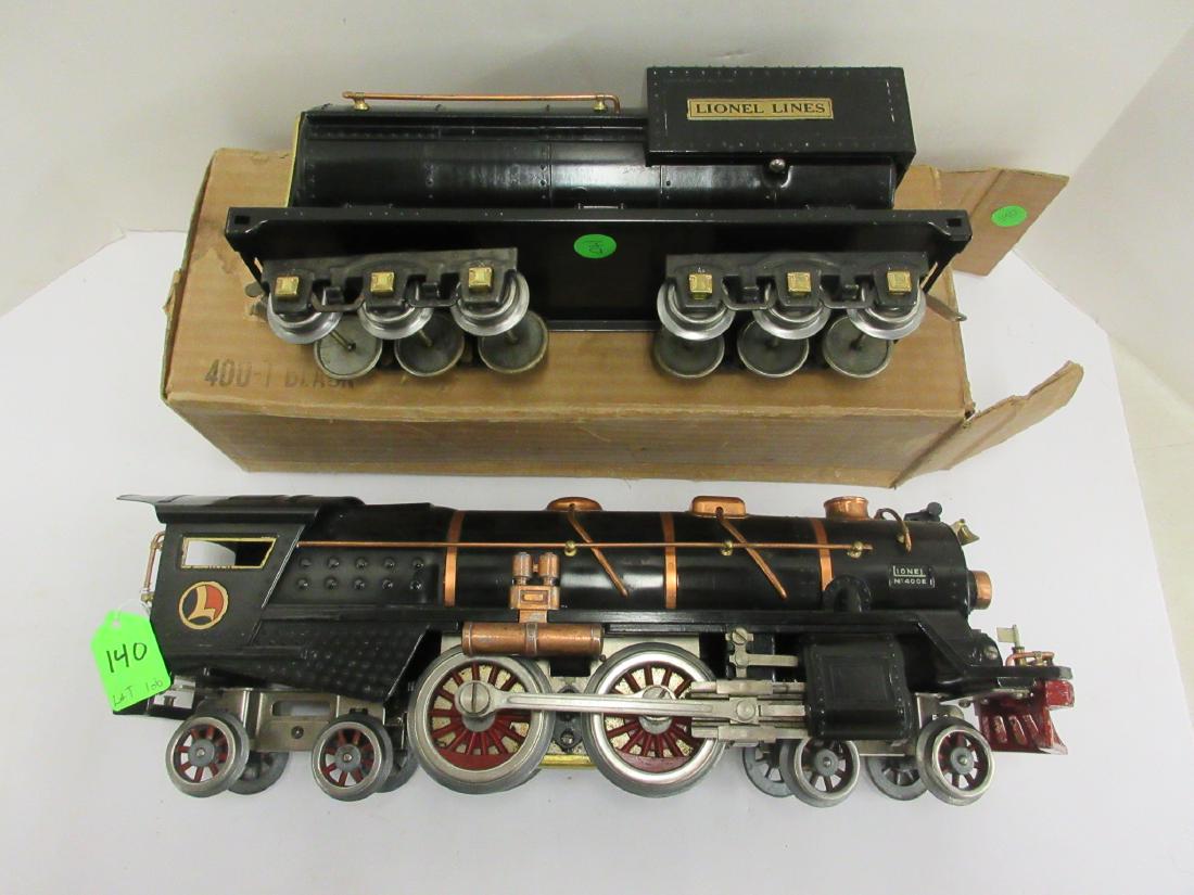 LIONEL 400E 444 LOCO & 400T TENDER BLK W COPPER TRIM,