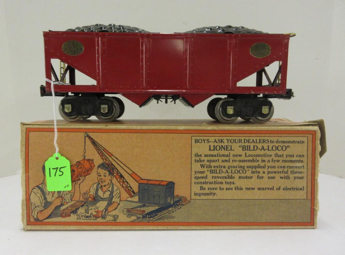LIONEL 516 RED HOPPER W COAL LOAD BRASS PLATES OB: LIONEL 516 RED HOPPER W COAL LOAD BRASS PLATES OB