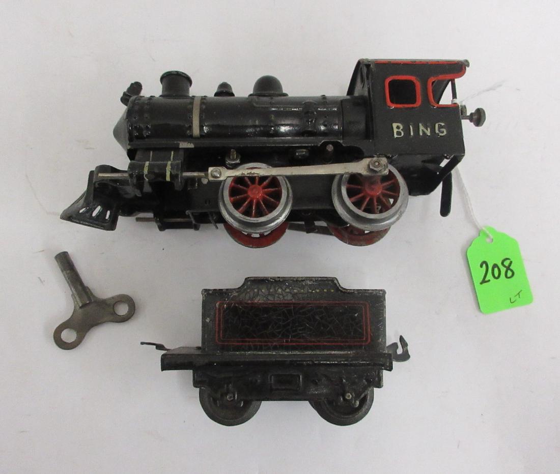 BING 4 WHL DIE CAST W.U. LOCO & TENDER BLACK W RED TRIM: BING 4 WHL DIE CAST W.U. LOCO & TENDER BLACK W RED TRIM