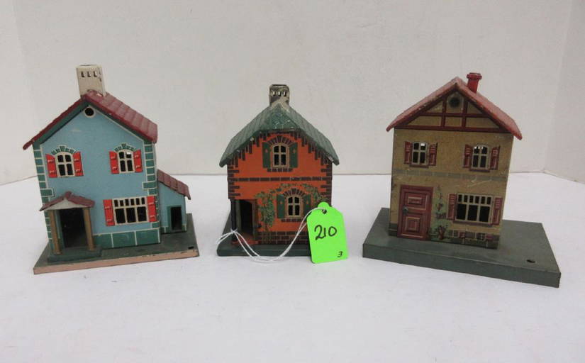 Bing 3 Small Tin Litho 2 Story Homes