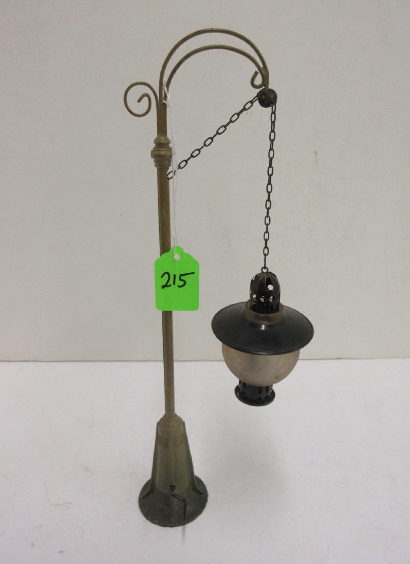 BING 13" TALL GOOSENECK LAMP W GLOBE ON CHAIN & CRANK: BING 13" TALL GOOSENECK LAMP W GLOBE ON CHAIN & CRANK HANDLE ROUND BASE