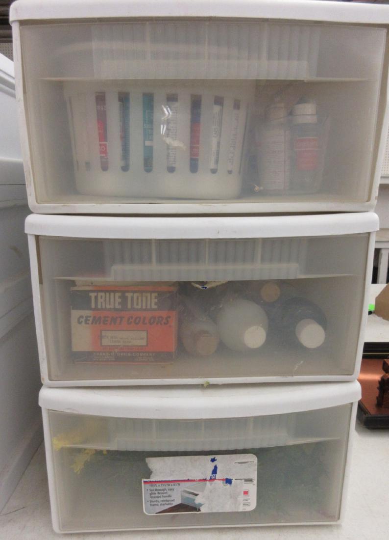 3 DRAWER UNIT W PAINT, BUSHES, GLUE, ETC: 3 DRAWER UNIT W PAINT, BUSHES, GLUE, ETC