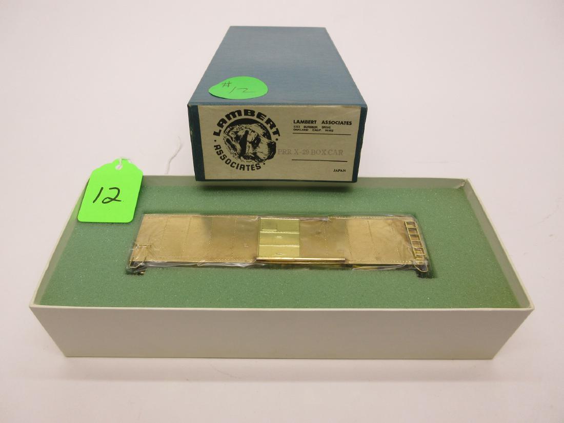 LAMBERT ASSOCIATES BRASS PRR X-29 BOXCAR NO TRUCKS OB: LAMBERT ASSOCIATES BRASS PRR X-29 BOXCAR NO TRUCKS OB NO COUPLERS LIKE NEW IN BOX