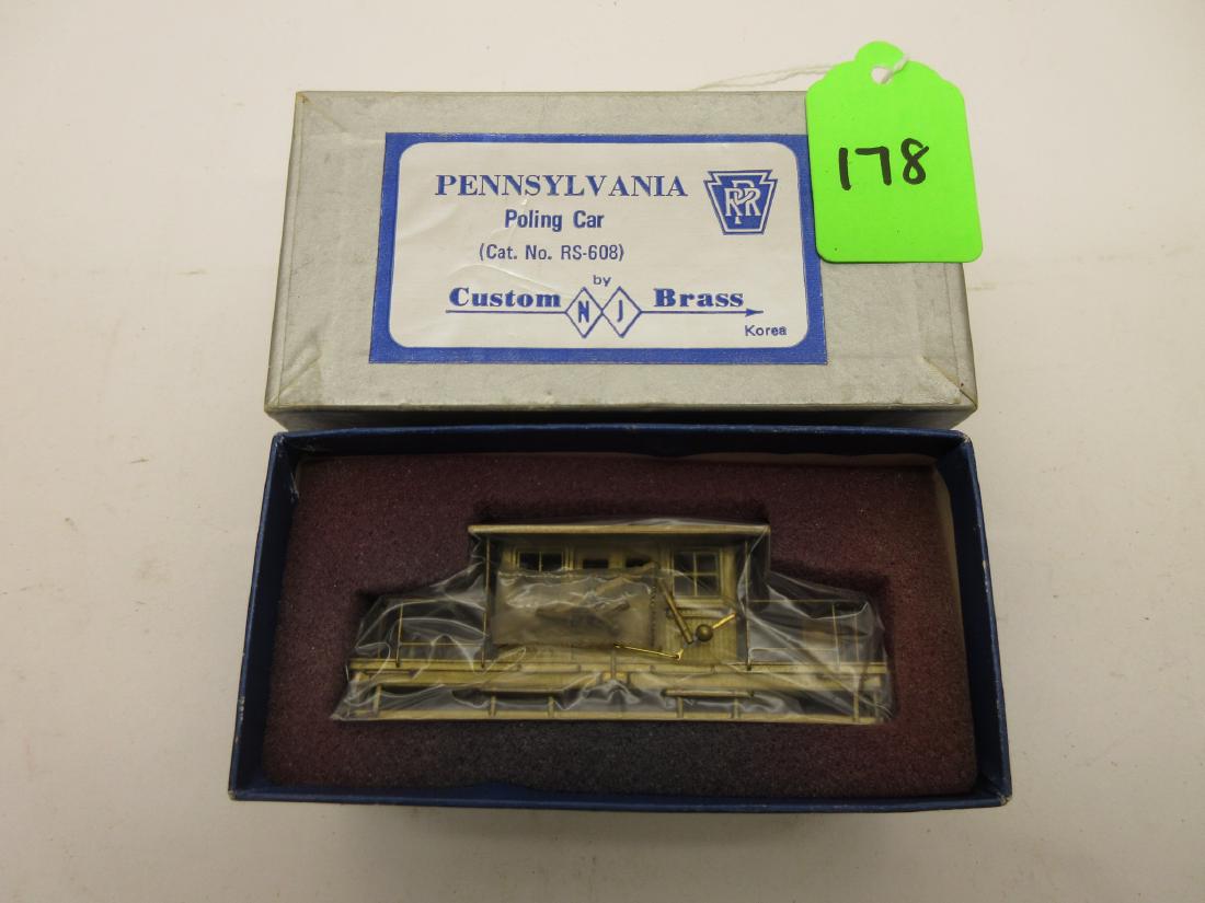 CUSTOM BRASS PRR POLING CAR RS-608 OB: CUSTOM BRASS PRR POLING CAR RS-608 OB MINT IN BOX