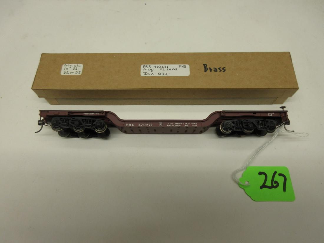 BRASS PRR DEPRESSED CENTER FLATCAR 6 WHEEL TRUCKS: BRASS PRR DEPRESSED CENTER FLATCAR 6 WHEEL TRUCKS EXCELLENT CONDITION
