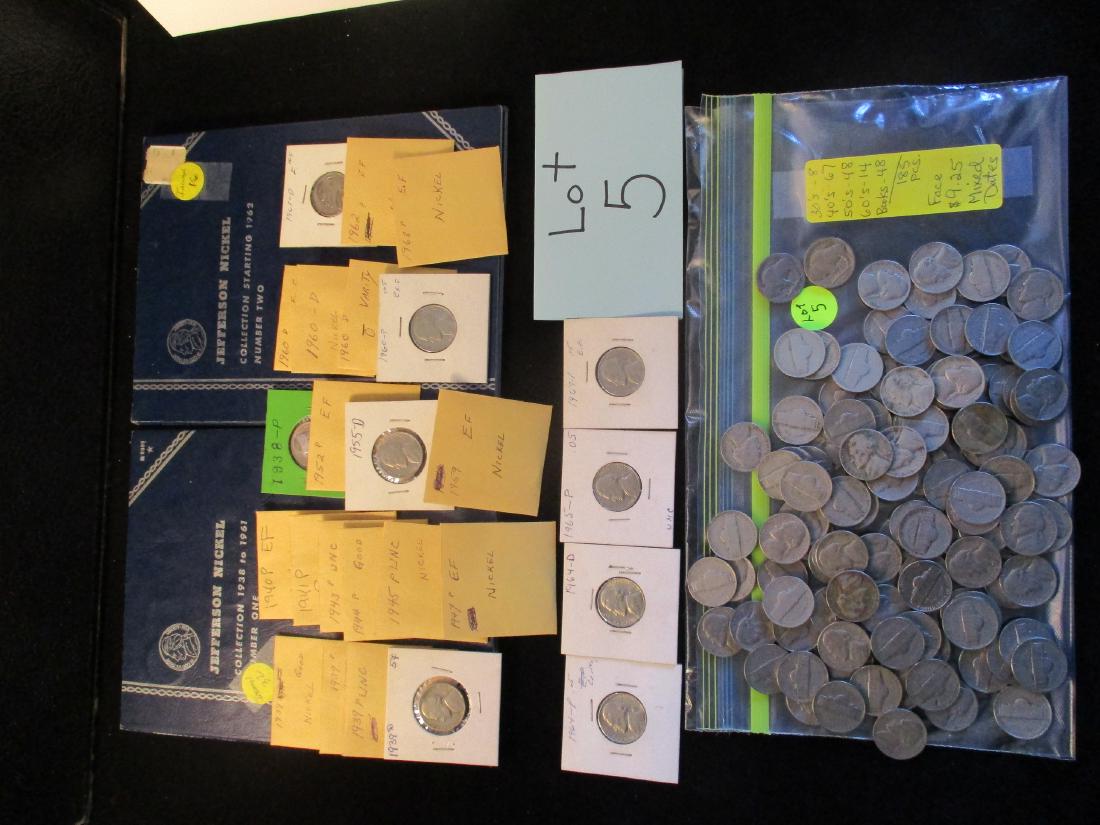 $9.25 Face Value Jefferson Nickels, 1962 Book 16PC,: $9.25 Face Value Jefferson Nickels, 1962 Book 16PC, 1938-1961 Book 32PC