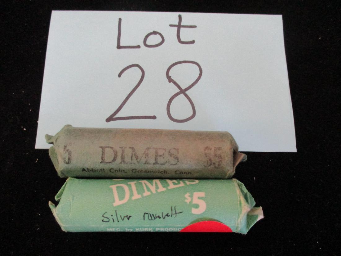 2PC Assorted Rolled Mercury & Roosevelt  Dimes (1 of 1)