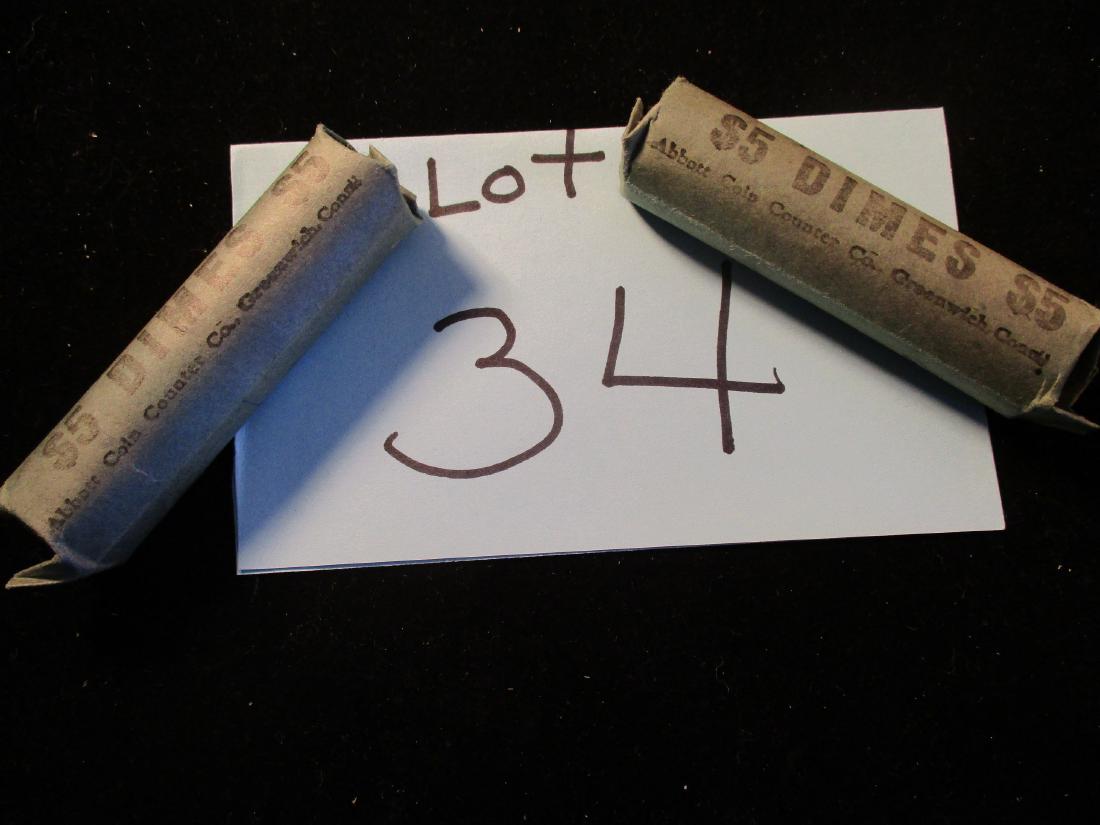 2PC Assorted Rolled 1964 Roosevelt Dimes (1 of 1)