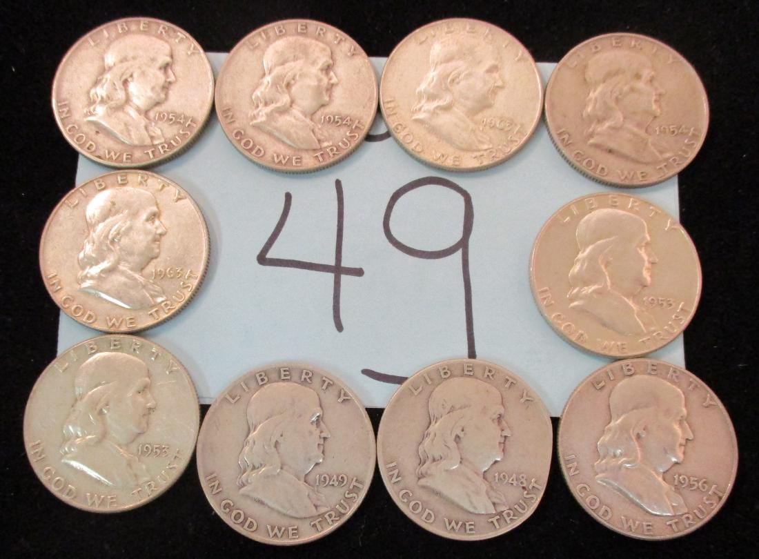 10PC  Franklin Half Dollars 1948-1963 (1 of 12)