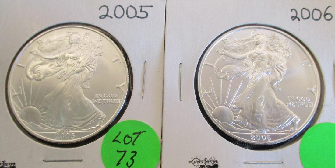 2PC Silver Eagles 1oz Silver 2005, 2006 (1 of 2)
