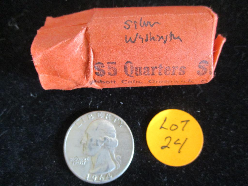 Rolled Washington Silver Quarters 5 Dollar Face (1 of 1)
