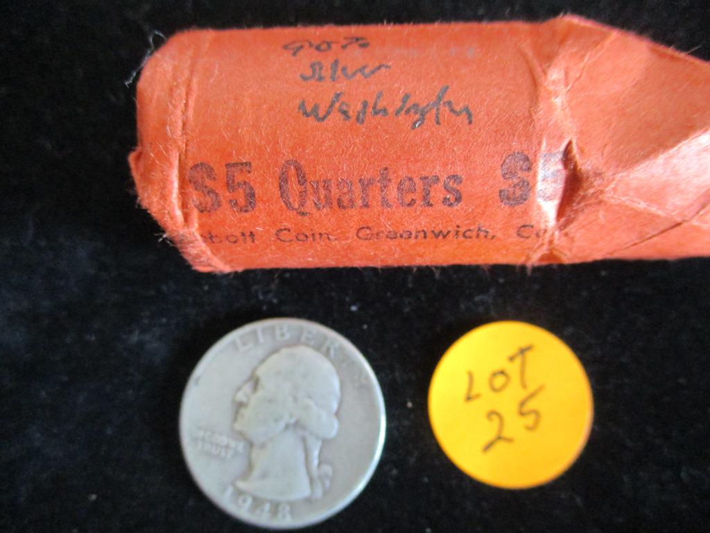 Rolled Washington Silver Quarters 5 Dollar Face (1 of 1)