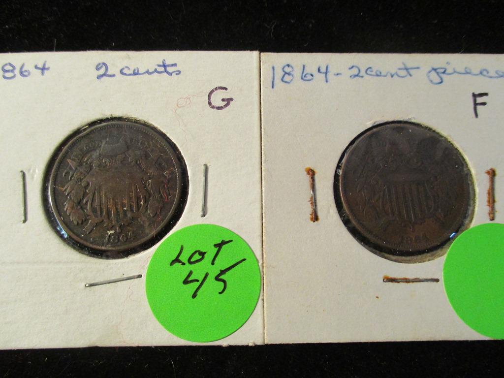 2PC 1864 2 Cent Piece (1 of 6)