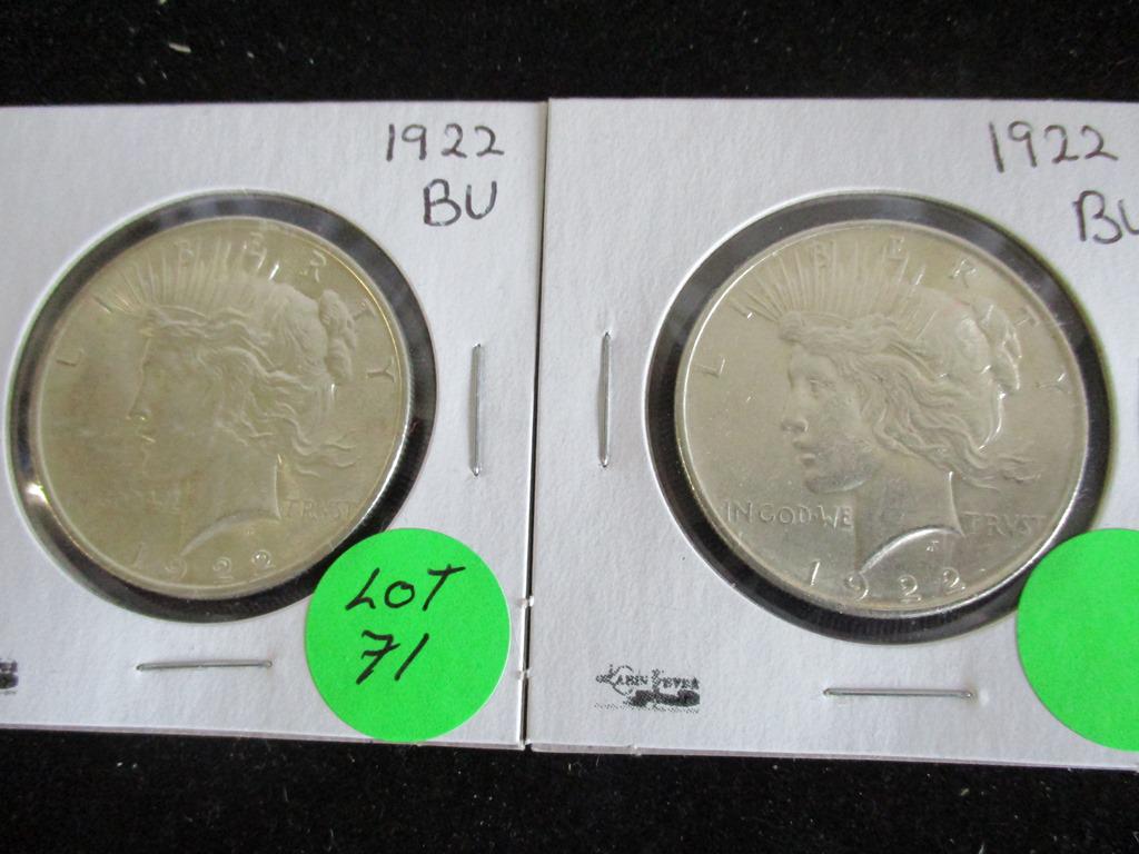 2PC 1922 Peace Dollars (1 of 4)