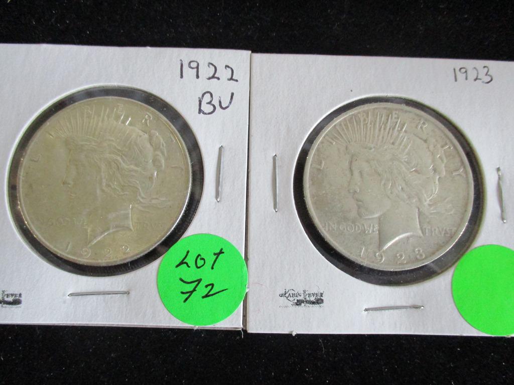 2PC 1922, 1923 Peace Dollars (1 of 4)