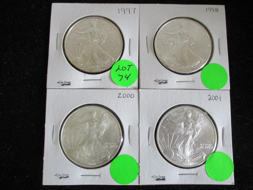 4PC Silver Eagles 1oz 1997-2001 (1 of 6)