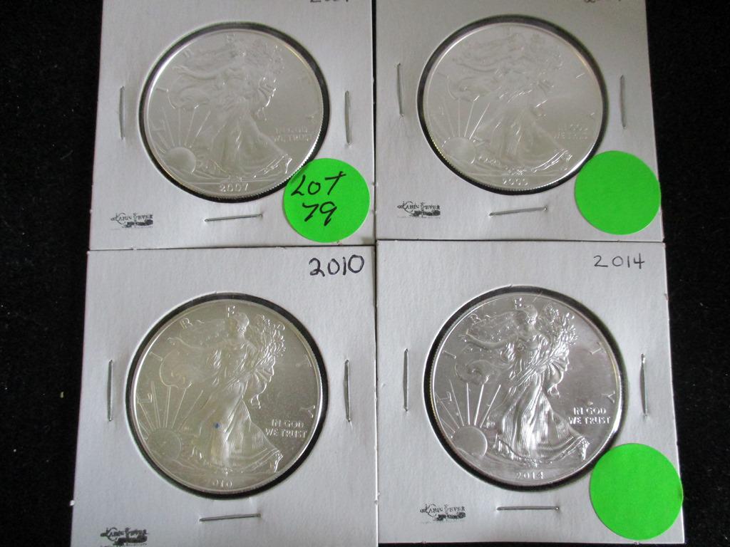 4PC Silver Eagles 1oz 2007-2014 (1 of 6)