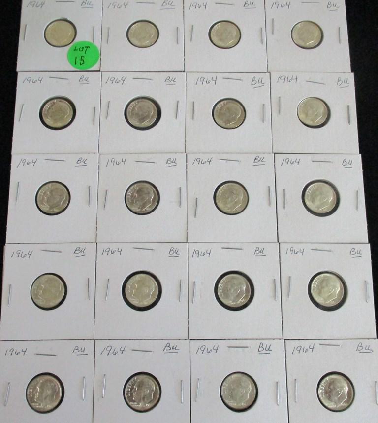 20PC 1964 BU Roosevelt Dimes $2 Face (1 of 6)