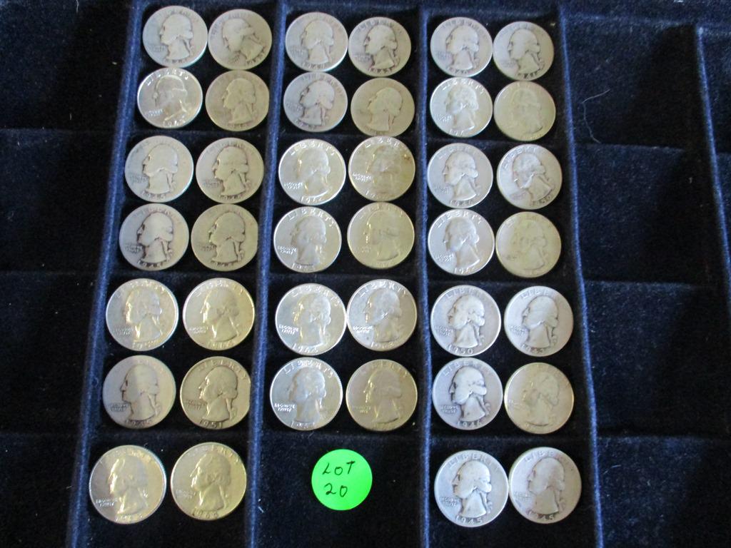 40PC Assorted Silver Washington Quarters $10 Face (1 of 11)