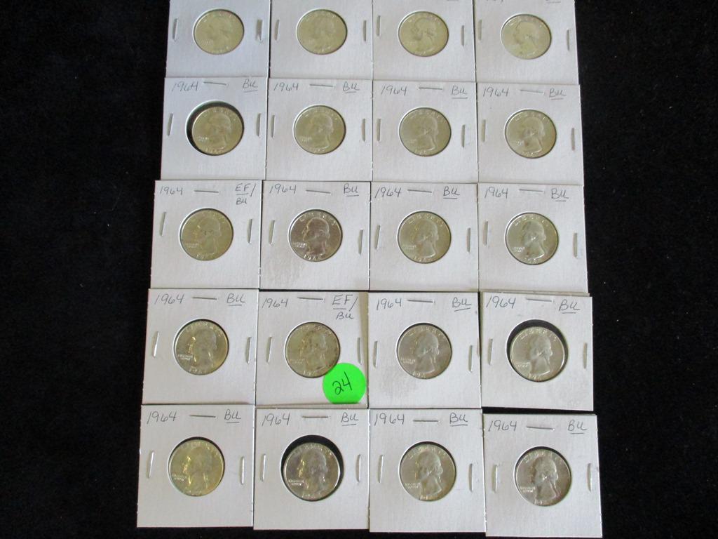 20PC 1964 BU Washington Quarters $5 Face (1 of 6)