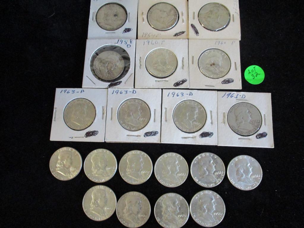 20PC Assorted Franklin Halves $10Face (1 of 7)
