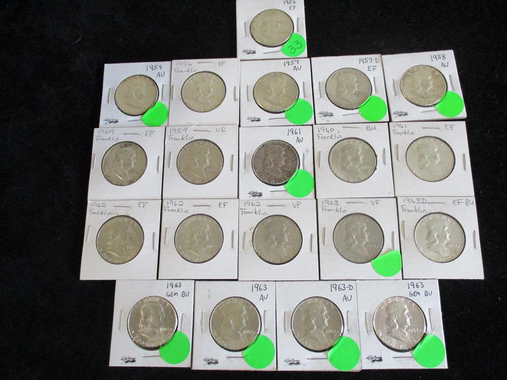 20PC Assorted Franklin Halves $10Face (1 of 6)