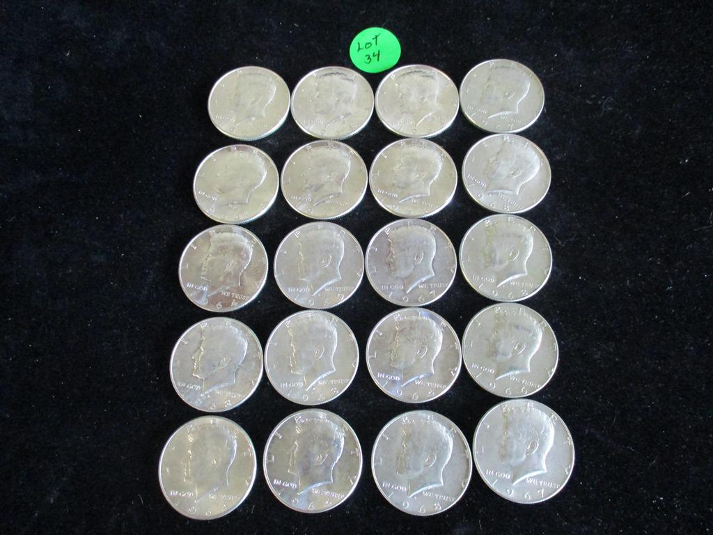 20PC Assorted Kennedy Silver Halves $10Face (1 of 6)