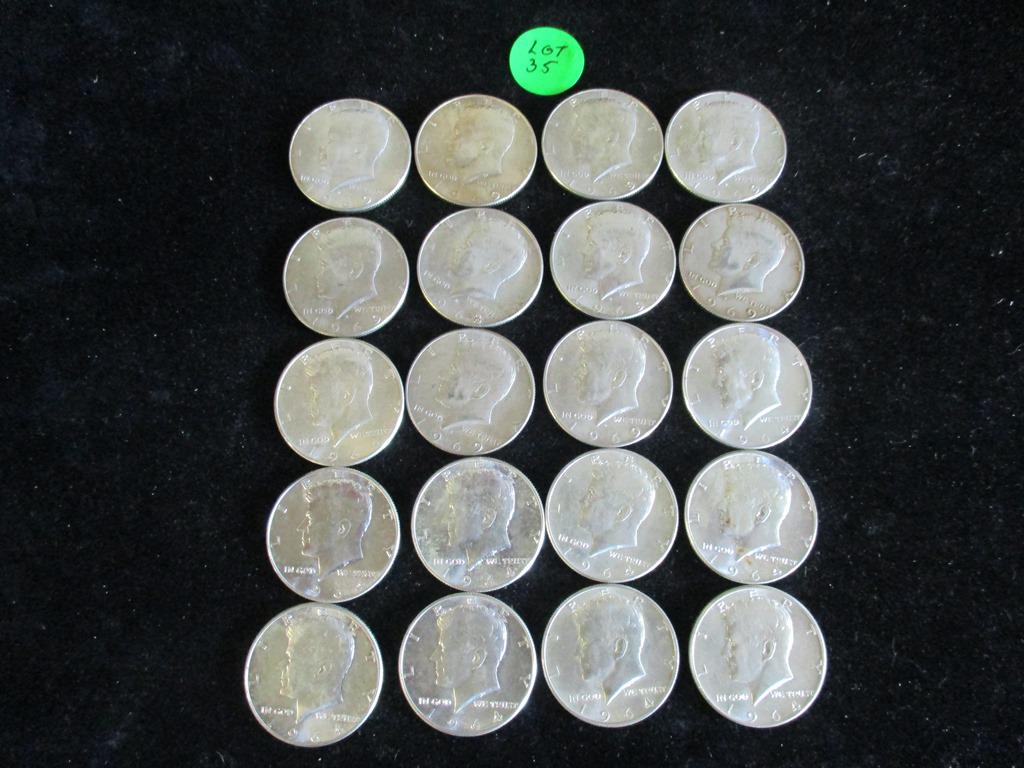 20PC Assorted Kennedy Silver Halves $10Face (1 of 6)