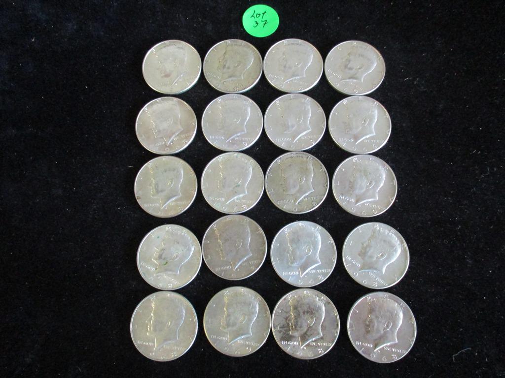 20PC Assorted Kennedy Silver Halves $10Face (1 of 6)