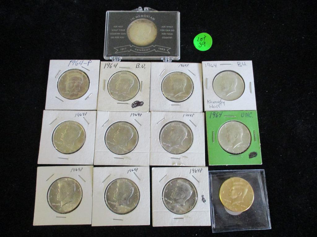 13PC Kennedy Half Dollars (12) Silver Halves, (1) Gold (1 of 6)