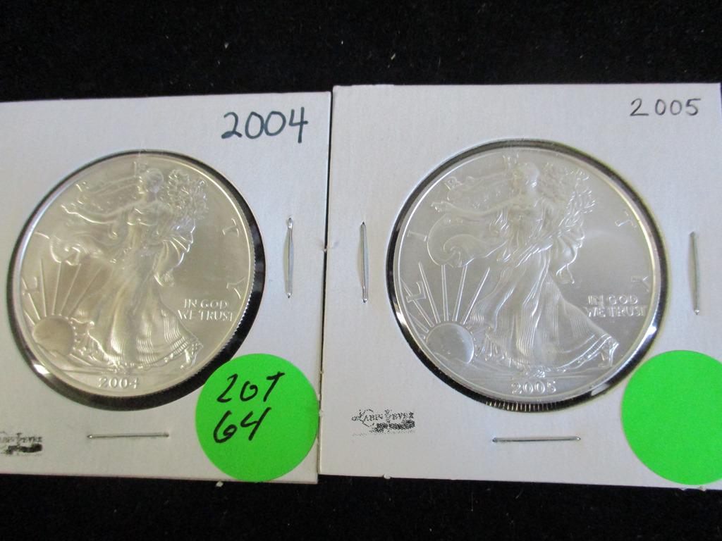 2PC 2004, 2005 Silver Eagles 1oz (1 of 4)