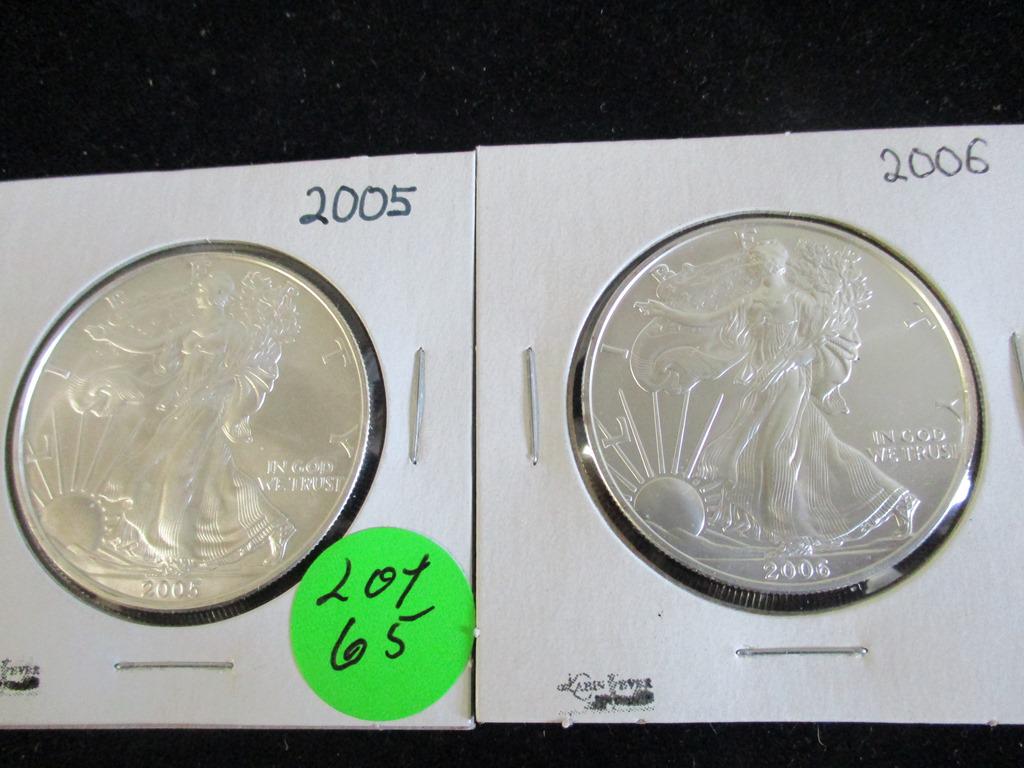 2PC 2005, 2006 Silver Eagles 1oz (1 of 4)