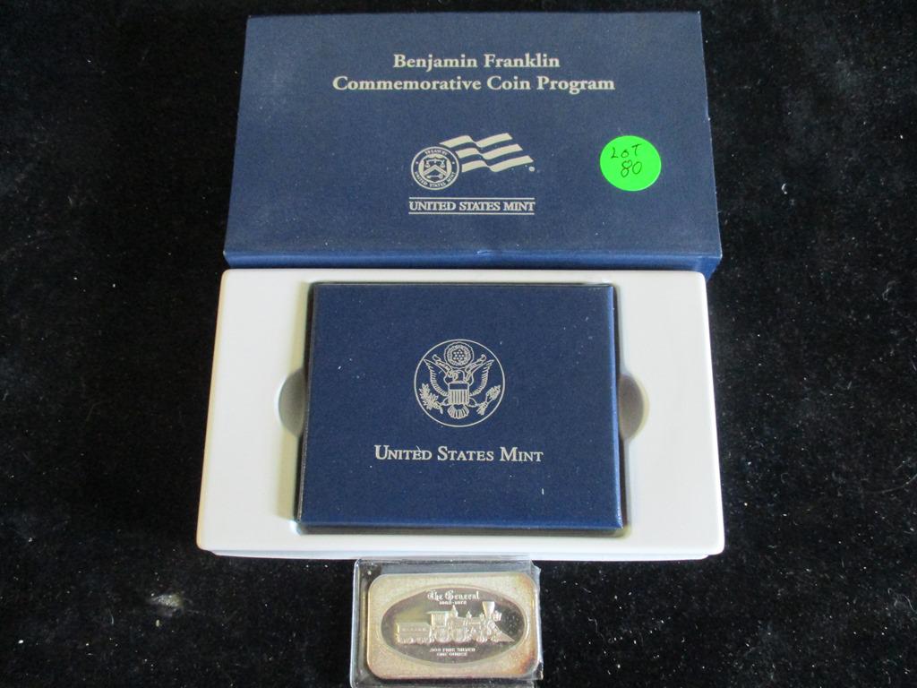 2PC Benjamin Franklin Silver Coin 90% 2006, 1972 The (1 of 3)