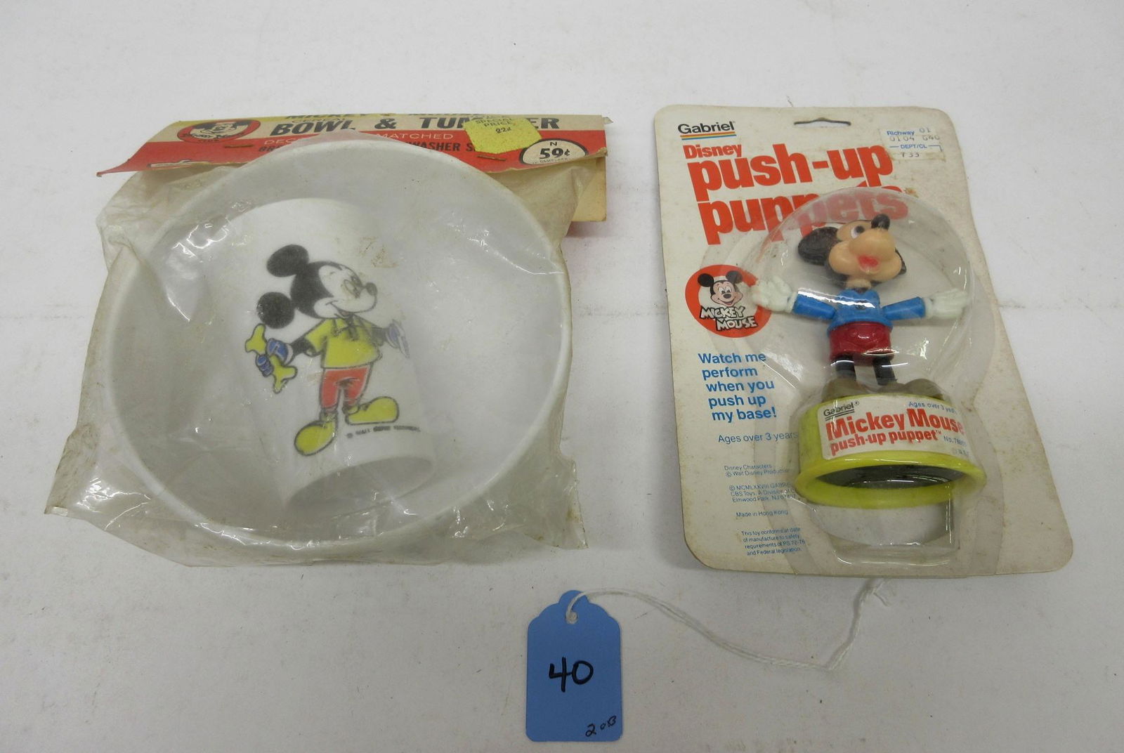 MICKEY MOUSE BOWL OB AND GABRIEL DISNEY PUSH PUPPET (1 of 1)