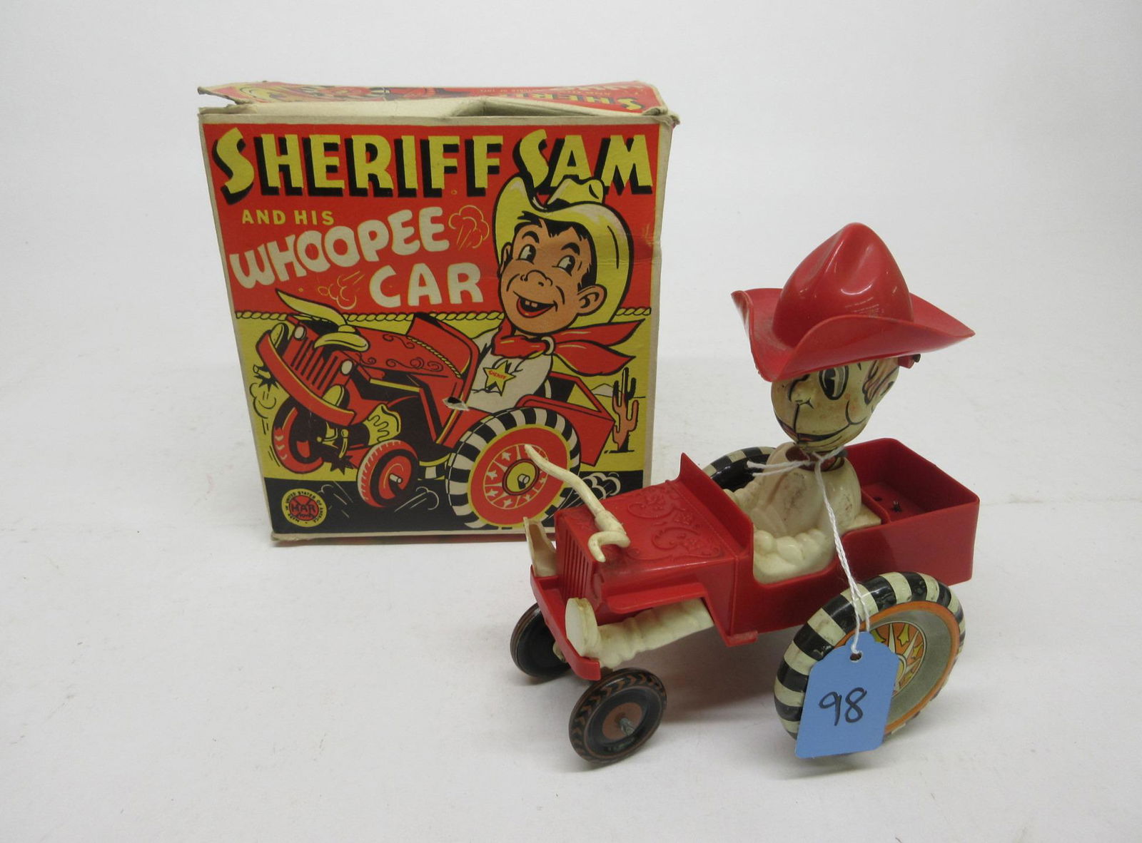 MARX "SHERIFF SAM AND HIS WHOPPLE CAR" WIND-UP TOY OB (1 of 1)