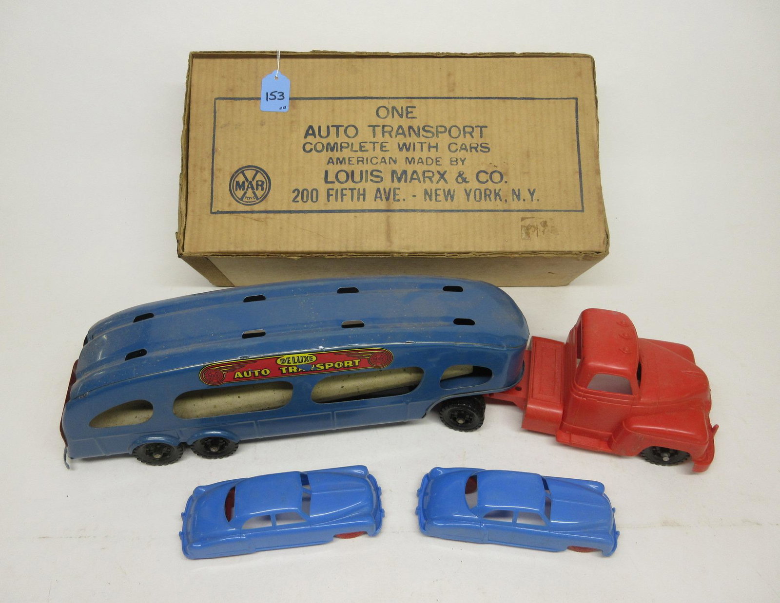 MARX AUTO TRANSPORT WITH CARS - OB (1 of 1)