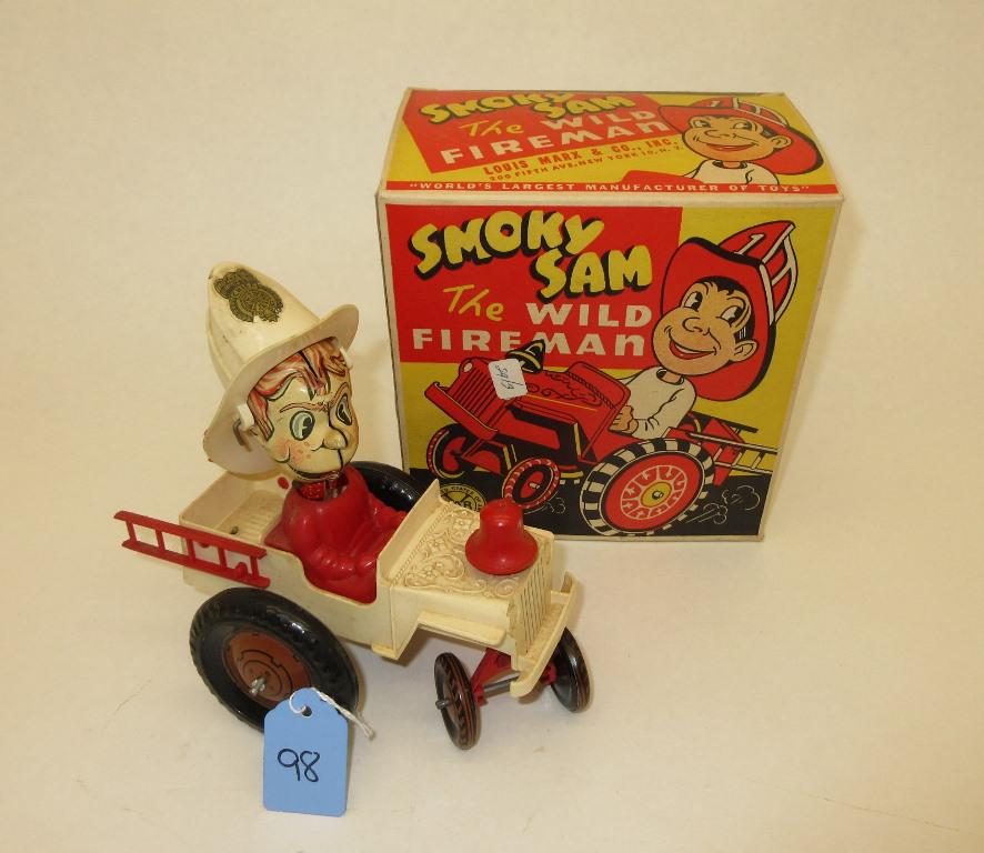 MARX SMOKEY SAM WIND-UP TOY W/ OB (1 of 4)