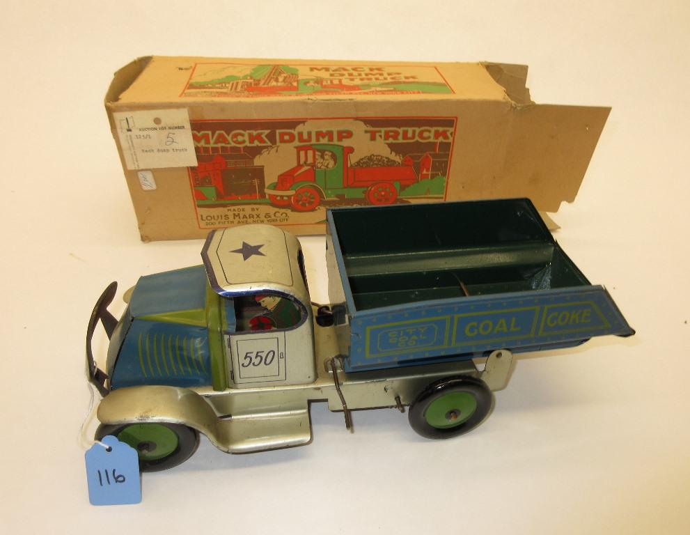 MARX 13" TIN LITHO COAL DUMP TRUCK PARTIAL OB (1 of 6)